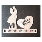 Love Forever Wooden Key Holder Pack of 5 Hooks