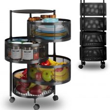 4 Layer Round Kitchen Fruit Vegetable Storage Rack Multi-Layer Movable Household Storage Shelf