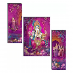 Ganesha UV Textured Home Decorative Self Adhesive Painting ( Multicolour, 12 Inch X 18 Inch ) Set of 3