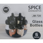 6 Pieces Rotating Spice Jar Glass Bottles