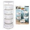 Kitchen Storage Cart Rotating Basket Vegetable Rack Multi-Layer Storage Shelves 5 Layer