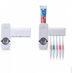 Toothpaste Dispenser with Toothbrush Holder
