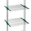 Stainless Steel & Plastic 3 Level Cloth Drying Stand with Wheels, Multicolour