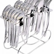 National Kitchen Stainless Steel Cutlery Set with Stand for Dining Table - Set of 24 Pieces