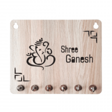 Shree Ganesh Wooden Key Holder Pack of 6 Hooks