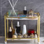 Cosmetic Organizer Golden Shelf Wrought Iron Lipstick Perfume Tray