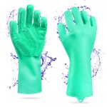 Silicone Rubber Cleaning Non-Slip, Gloves for Household Cleaning, Great for Protecting Hands in Dishwashing (Multicolor)
