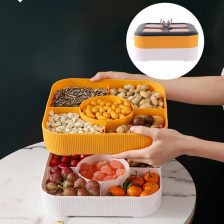 Serving Dishes Snack Bowls Candy Dish with Lid 5 Compartment Food Organizer for Fruits Candies Nuts Crackers Snacks(Double Layer)