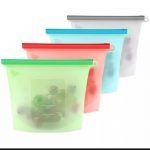 Silicone Reusable Food Storage Containers Bags Kitchen Organizer Preservation Leak proof Zip lock Bag For Food Snack Vegetable Meat for Fridge