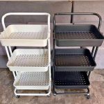 3 Layer Rolling Utility Cart Storage Shelves Multifunction Trolley Service Cart with Mesh Basket Handles and Wheel