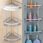 3 Layer Aluminum Bathroom Corner Shelves Organizer Large Capacity Shower Shelf Rack with Hooks