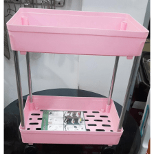 2 Layer Movable Storage Rack Space Saving Organizer with Wheel