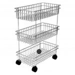 National Stainless Steel Fruit and Vegetable Storage Stand Rack Multipurpose Baskets Kitchen Trolley Modern Kitchen Storage Rack (3 Layer Trolly)