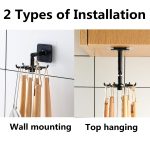 Kitchen Utensil Holder 360 Degrees Rotating Folding Hook Self-Adhesive Hanger