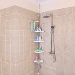Bathroom Corner Shelf 4 Tier Adjustable Shower Rack Stainless Telescopic Shower Organizers Pole Height 3.1 meter