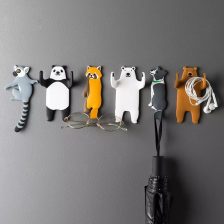 Lovely Cartoon Cat Panda Puppy Animals Removable Washable Self Adhesive Non-Stick Keys Hook Holder Racks Fridge Stickers