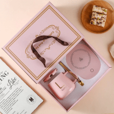 Ceramic Cup Mug With Warm Heating Plate and Spoon Multicolor