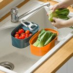 Sink Vegetable Drain Rack Kitchen Waste Basket Multipurpose Sink Drain Basket for Indoors Multicolor