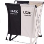 Double Folding Fabric Laundry Basket Hamper For Organizing Clothes