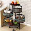 5 Layer Round Kitchen Fruit Vegetable Storage Rack Multi-Layer Movable Household Storage Shelf