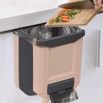 Kitchen Trash Can Plastic Foldable Wall Mounted for Cabinet Door Hanging Garbage Bin