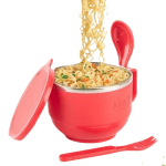 Noodles and Soup Bowl Inner Stainless Steel with Spoon and Fork