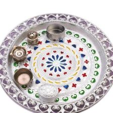 Silver Plastic Pooja Thali 6 Set