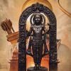 Nexo decor Ram Lalla Wooden board Cutout of lord Ram Lalla Statue in Ayodhya Ram Mandir Decorative Showpiece comes with stand