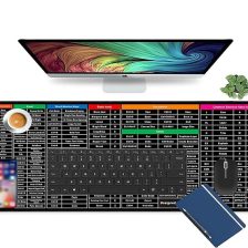 Anti-Slip Keyboard Mouse Pad With Office Excel Microsoft Software Shortcuts Key Patterns, Clear Extended Large Cheat Sheet